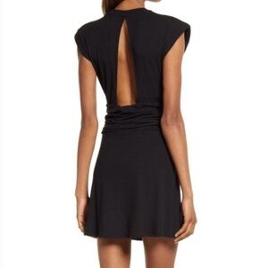 AFRM Jazlyn Ruched Ribbed Black Dress